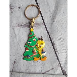 Vintage Tweety Bird Christmas Holiday WB Store 1999 Looney Tunes Keychain READ